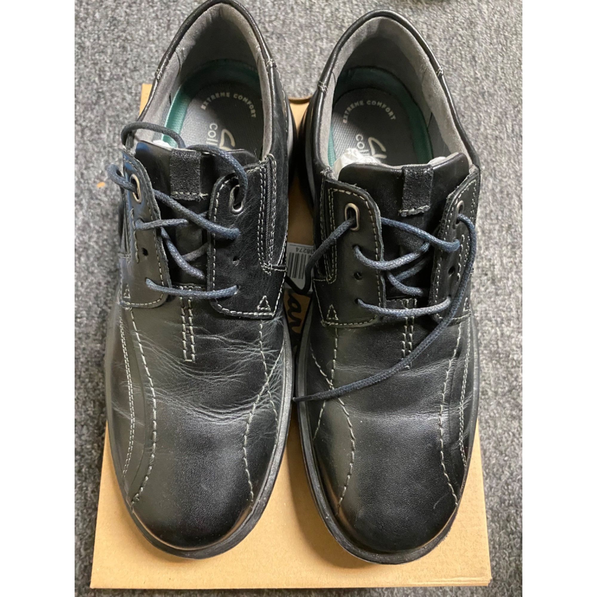 Clarks Men's Gessler Lace Oxford Shoes Black Pre-Owned