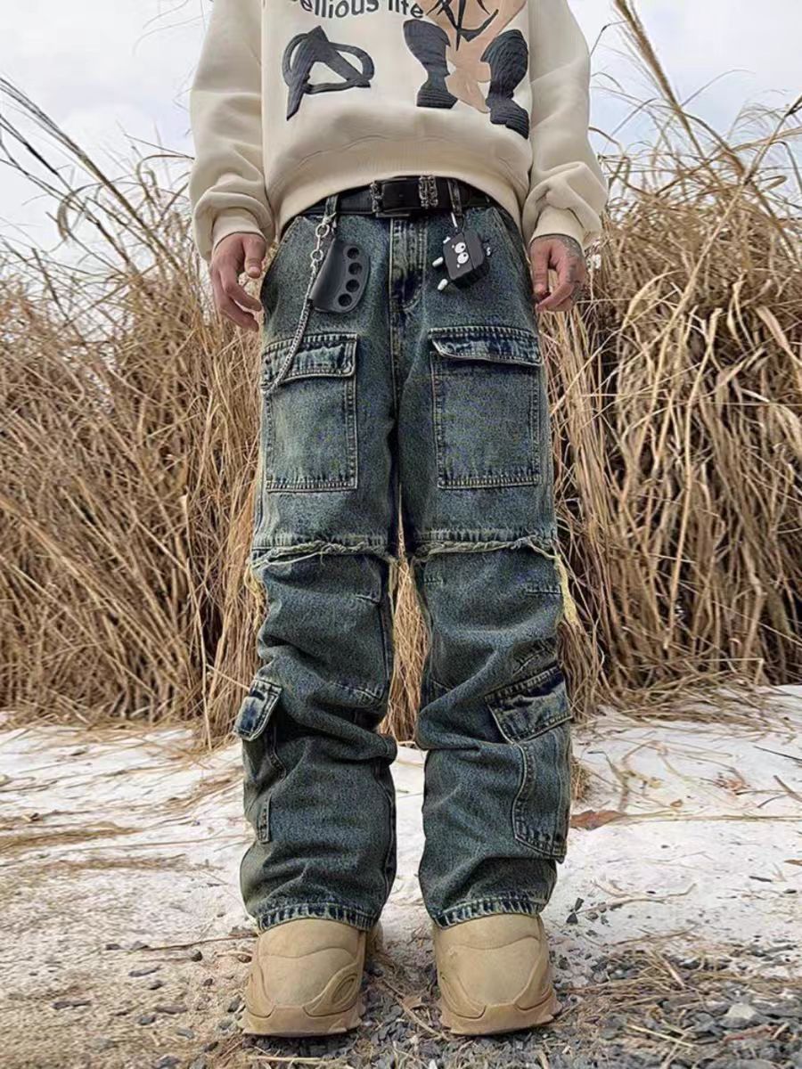 Japanese Brand × Jean Heavyweight workwear distressed raw edge micro flare jeans Size US 34 / EU 50 - 1 Thumbnail
