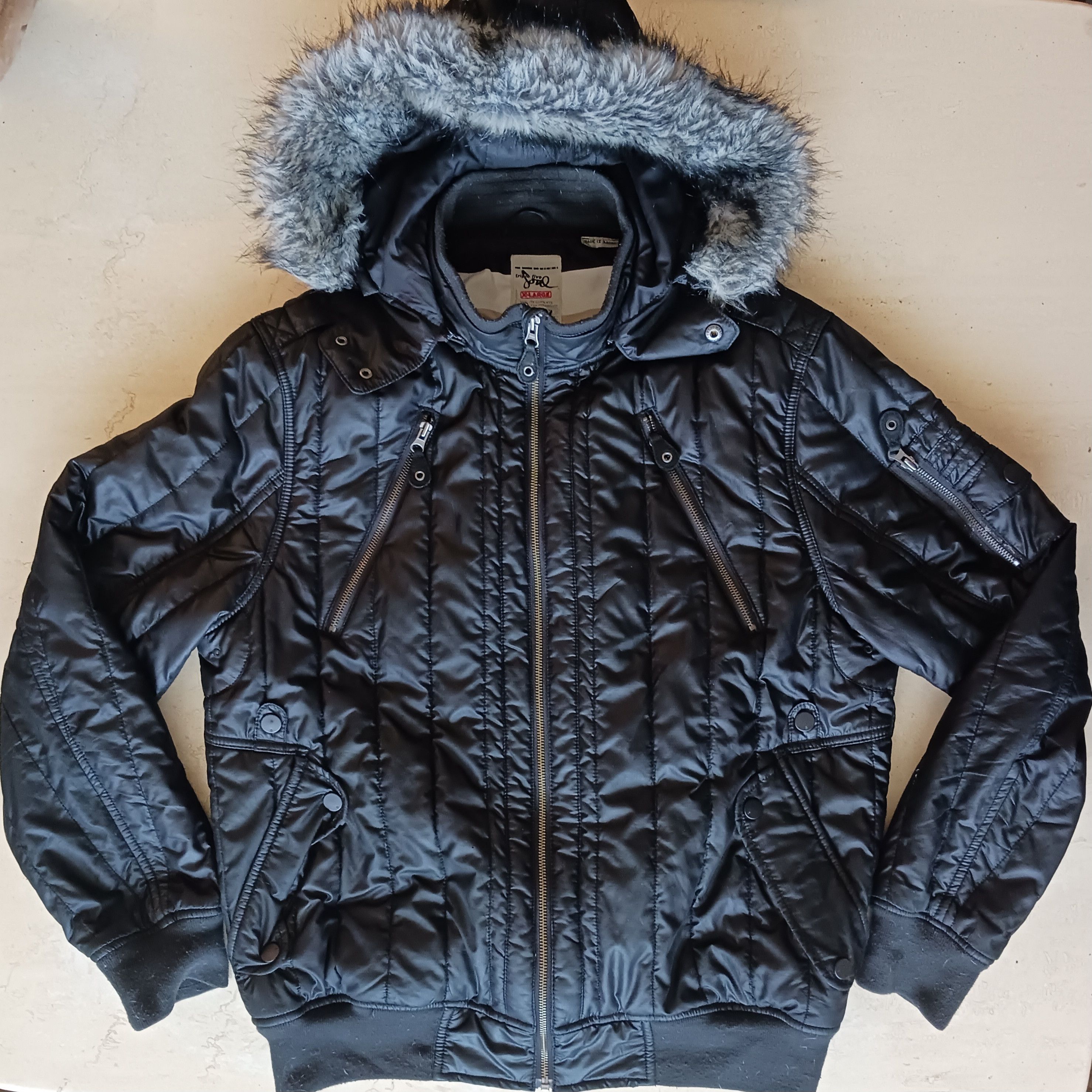Triple 5 Soul × Vintage 555 Triple 5 SOUL Faux Fur Quilted Bomber Removeable Hood Size US XL / EU 56 / 4 - 5 Thumbnail