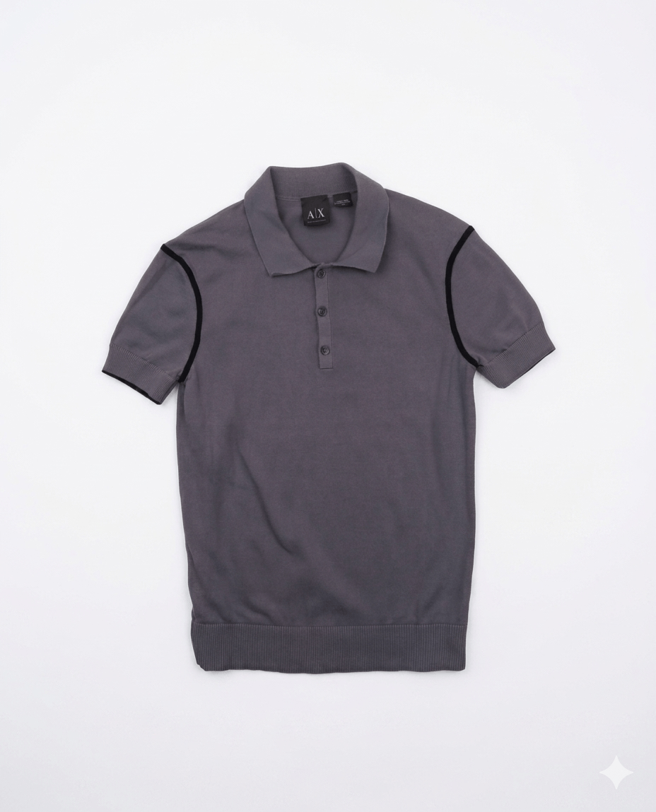 Armani Exchange Armani Exchange Short Sleeve Knitted Polo Shirt Grey Size S Size US S / EU 44-46 / 1 - 1 Thumbnail