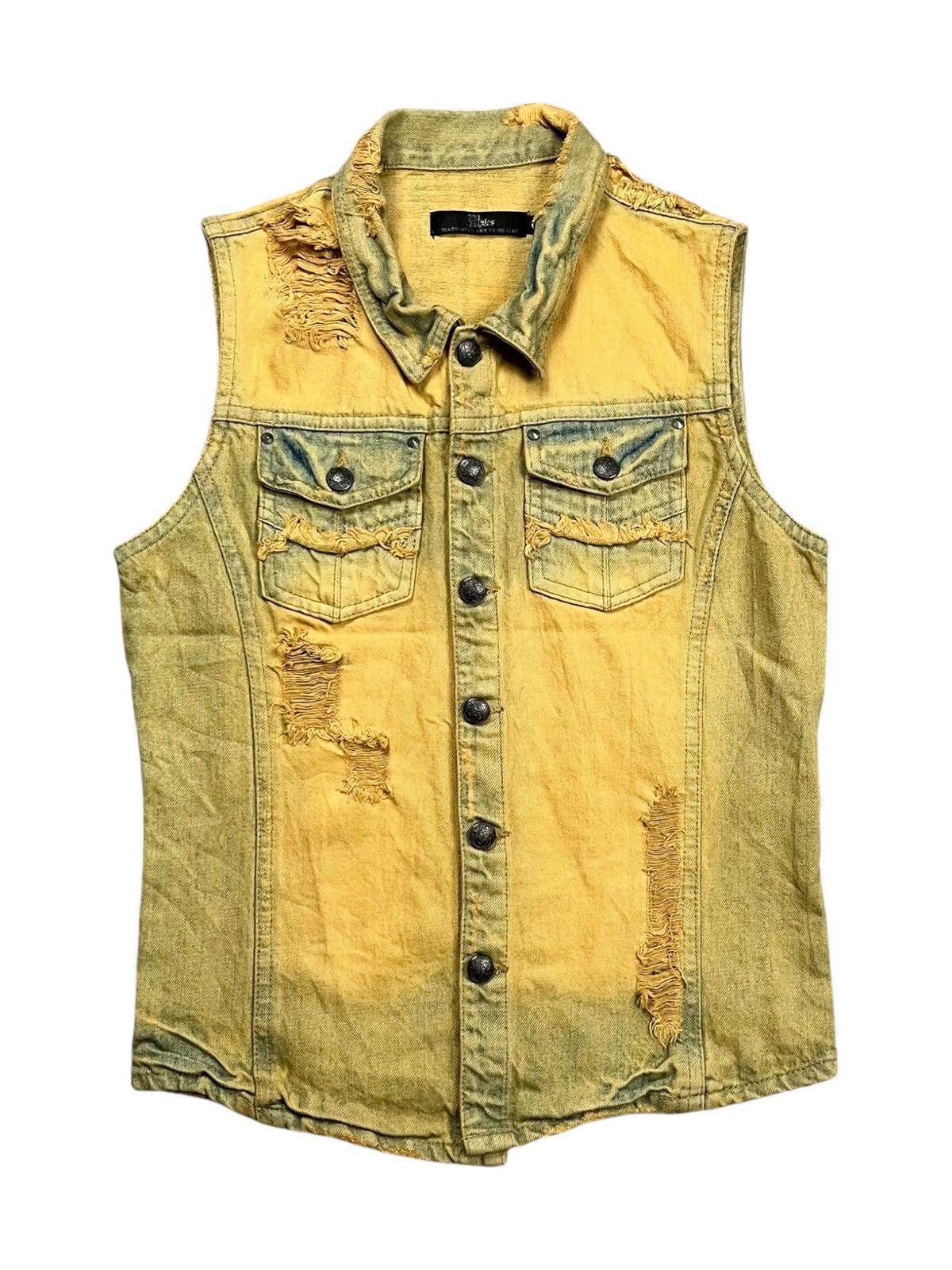If Six Was Nine 2000s Midas - Mudwash Crash Denim Vest Size US S / EU 44-46 / 1 - 5 Thumbnail