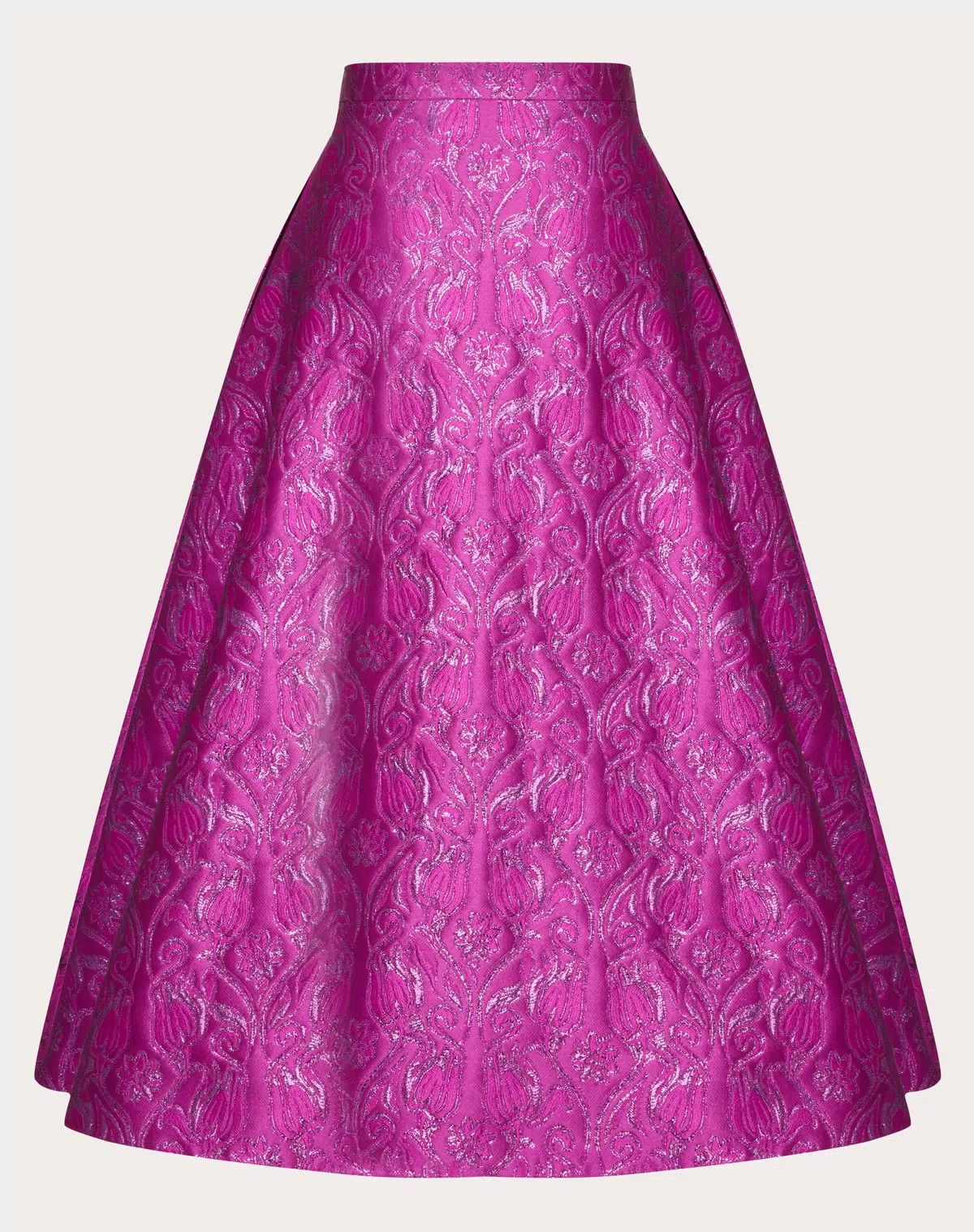 Valentino o1s1wg110426 Metamorphos Tulips Brocade Midi Skirt in Pink Size 28" / US 6 / IT 42 - 2 Thumbnail