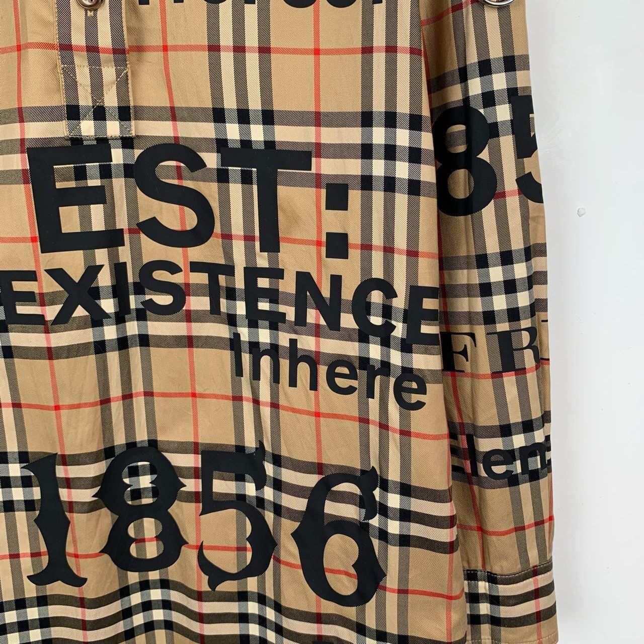 Burberry [Burberry] Logo Lettering Print Check Brown Cotton Shirt Dre Size XS / US 0-2 / IT 36-38 - 5 Thumbnail