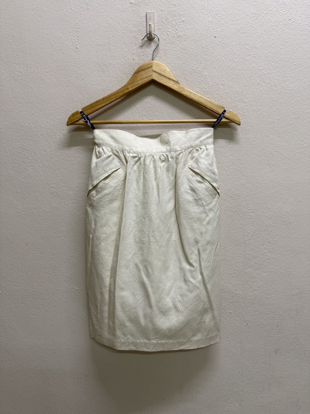 Thierry Mugler Vintage Thierry Mugler Linen Blend Cream Pencil Skirt Size 24" / US 00 / IT 34 - 20 Thumbnail