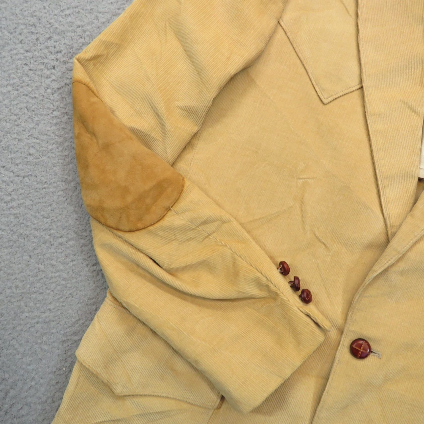 Vintage VINTAGE H Bar C Blazer Mens 42 Corduroy Jacket Suede Elbow Patch Western Ranchwear Khaki Size 42R - 4 Thumbnail