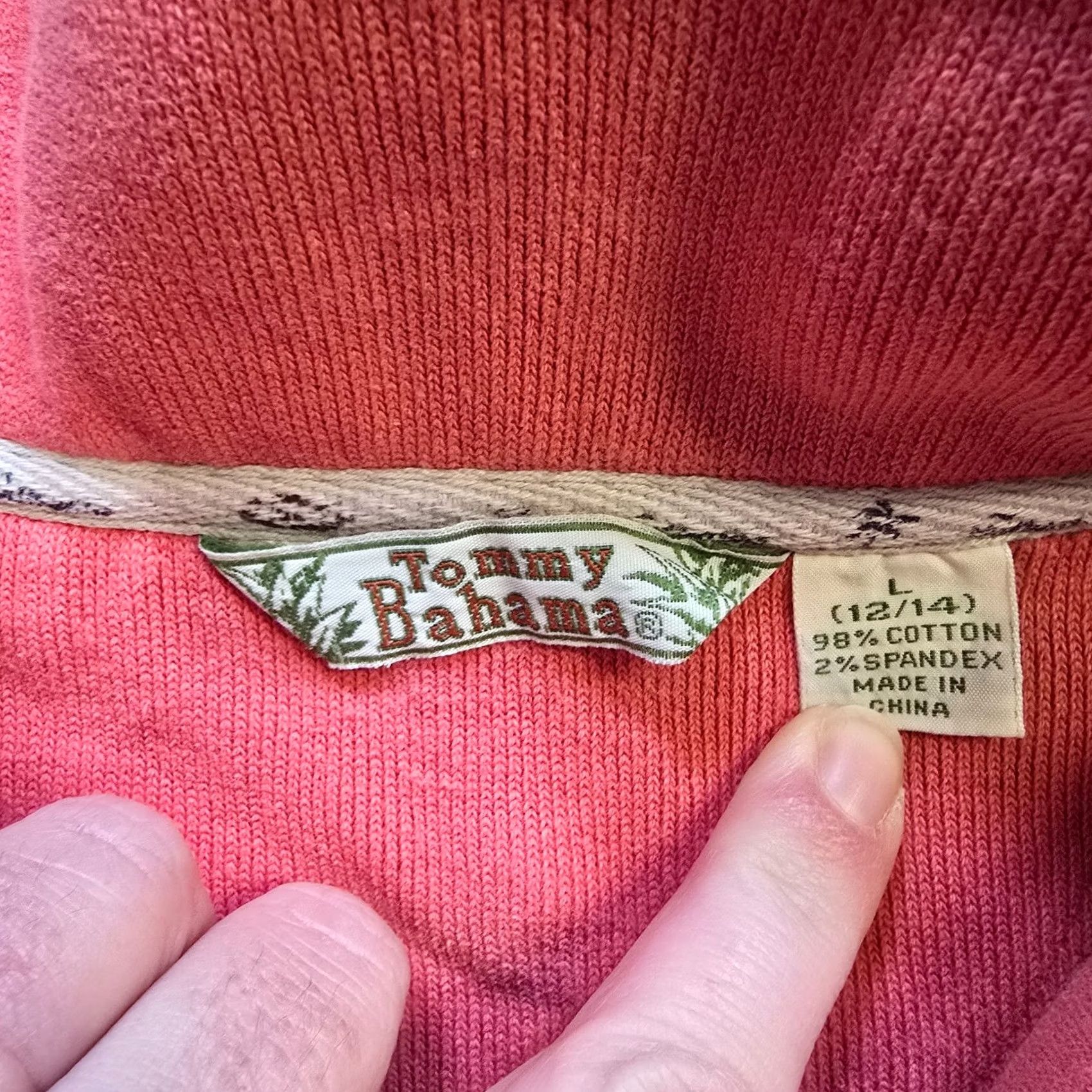 Tommy Bahama VINTAGE Tommy Bahama Sweater Shirt Womens Large Orange 1/4 Zip Long Sleeve Size L / US 10 / IT 46 - 2 Thumbnail