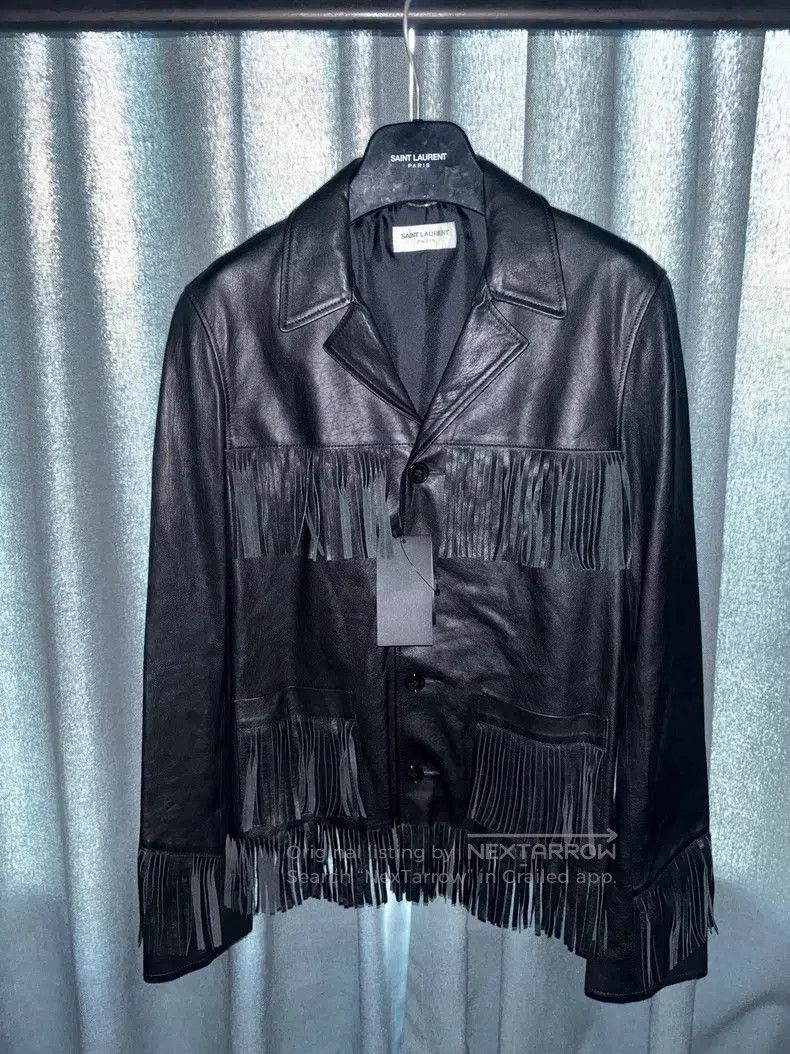 Saint Laurent Paris Saint Laurent Paris Black Full Leather Fringe Jacket Size US S / EU 44-46 / 1 - 2 Thumbnail