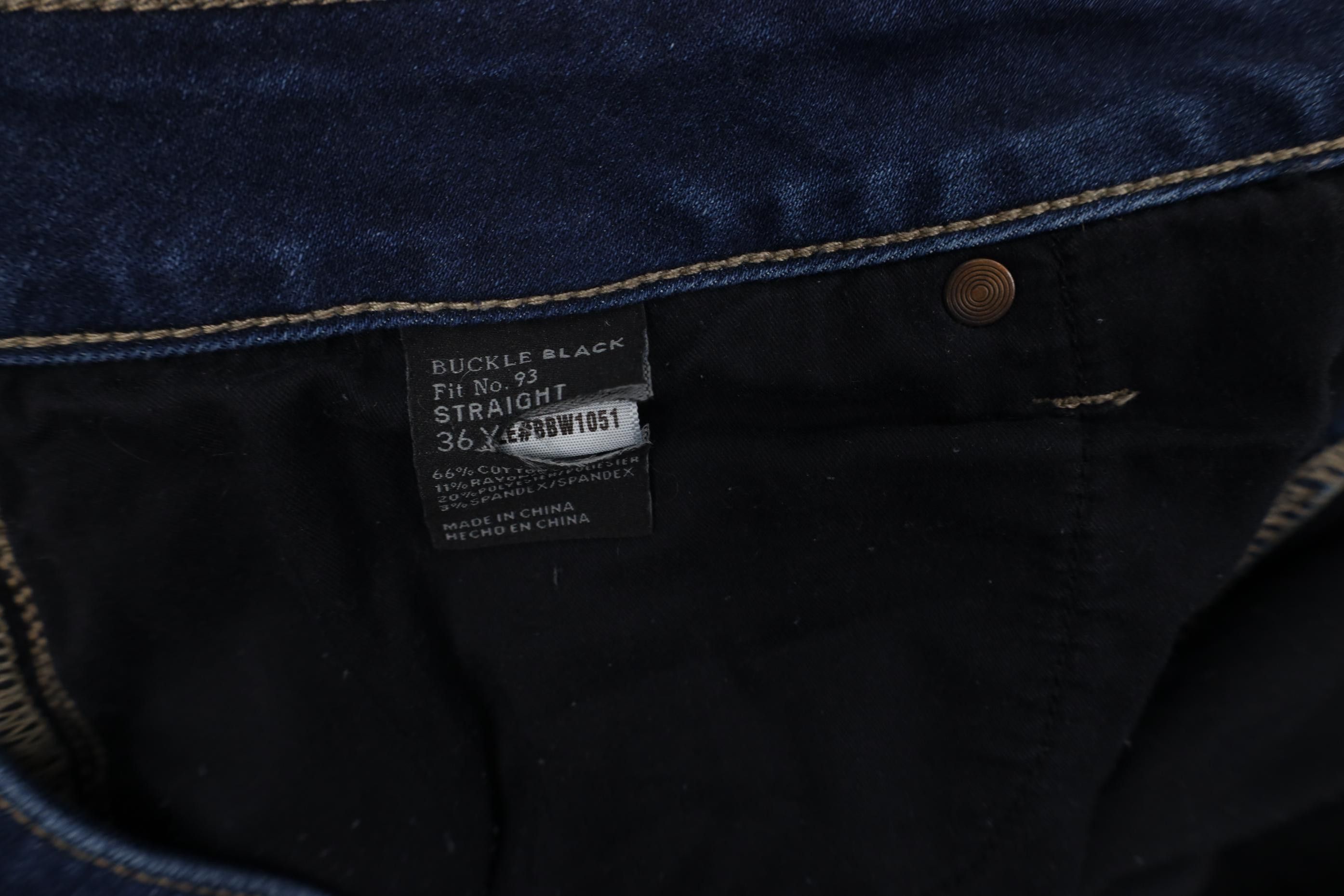 Vintage Buckle Black Fit No 93 Stretch Straight Leg Denim Jeans Size US 36 / EU 52 - 8 Thumbnail