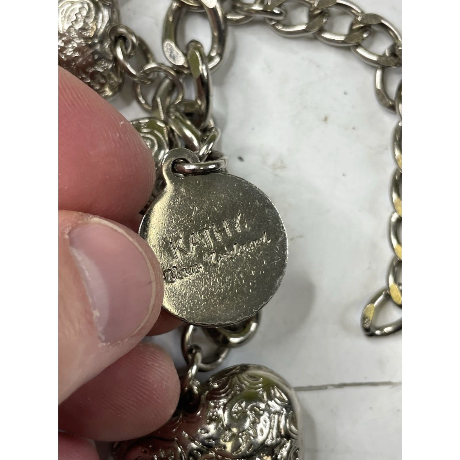 Vintage Kathy Van Zeeland Key Chain Fob Purse Charm Silver Heart Fleur De Lis 2x Y2K Women One Size Metal Heart Charmed Necklace? Size ONE SIZE - 5 Thumbnail