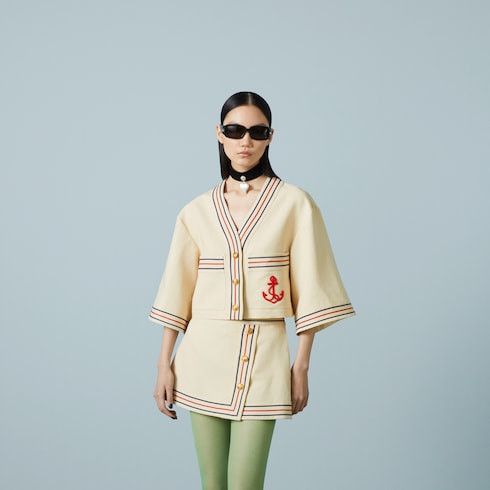 Gucci o1loc1c0226 744716 Cotton Linen Gauze Shirt in Ivory Size M / US 6-8 / IT 42-44 - 6 Thumbnail