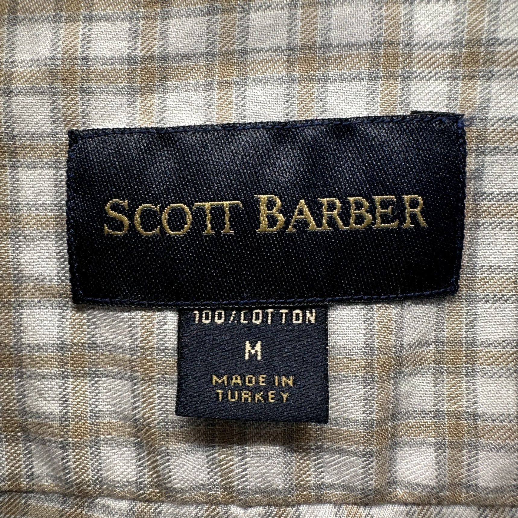 Vintage Scott Barber Shirt Adult Medium Brown White Casual Button Up Cotton Mens Shirt Size US M / EU 48-50 / 2 - 6 Thumbnail