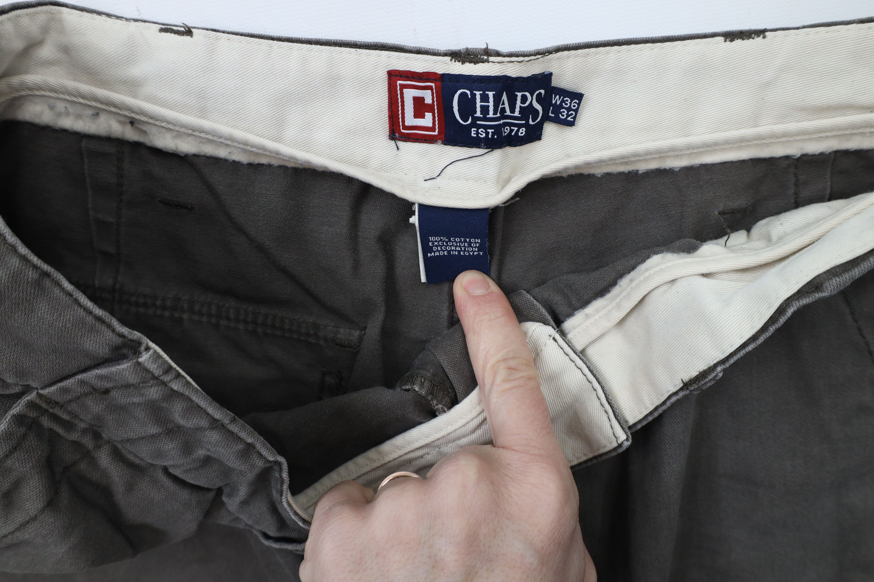 Chaps × Vintage Vintage Y2K Chaps Baggy Wide Leg Cargo Pants Gray Cotton Size US 36 / EU 52 - 9 Thumbnail