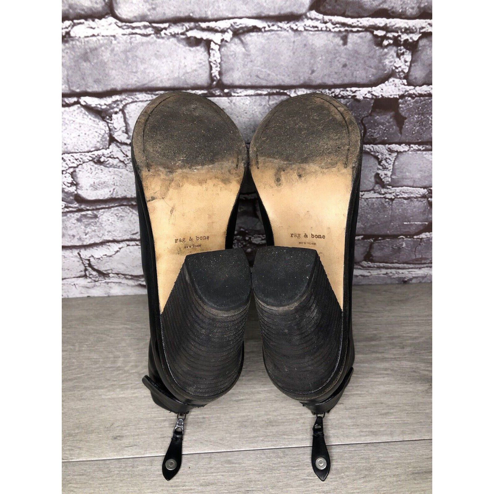 Rag & Bone Rag & Bone Black Leather Ankle Back Zip Heel Booties Women S Size US 9 / IT 39 - 14 Thumbnail