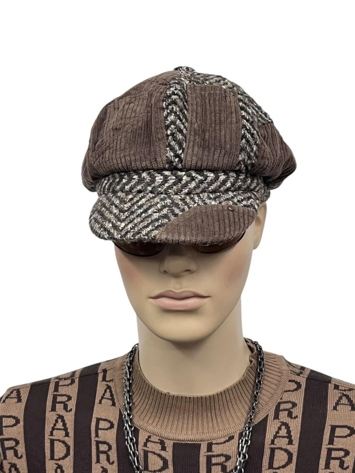 Designer Grunge Vintage Japanese Patchwork Corduroy Newsboy Hat Size ONE SIZE - 3 Thumbnail