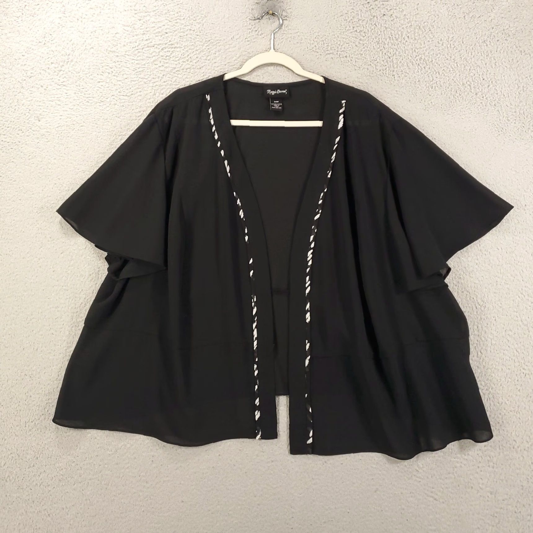 Vintage Maggie Barnes Cardigan Womens 34W Black Open Front Lightweight Casual Sleeve Short Sleeve Plus Size Cardigan Men/Womens? Size XXS / US 00 / IT 34 - 2 Thumbnail