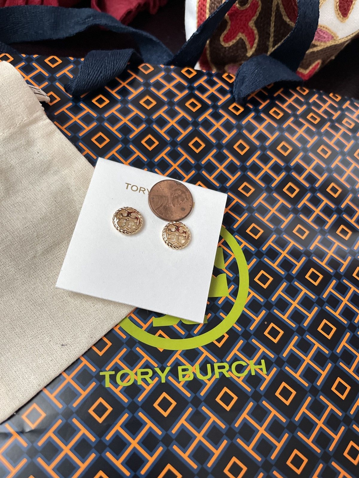 Tory Burch Tory Burch Golden Logo Earrings Rope NEW with pouch Size ONE SIZE - 6 Thumbnail