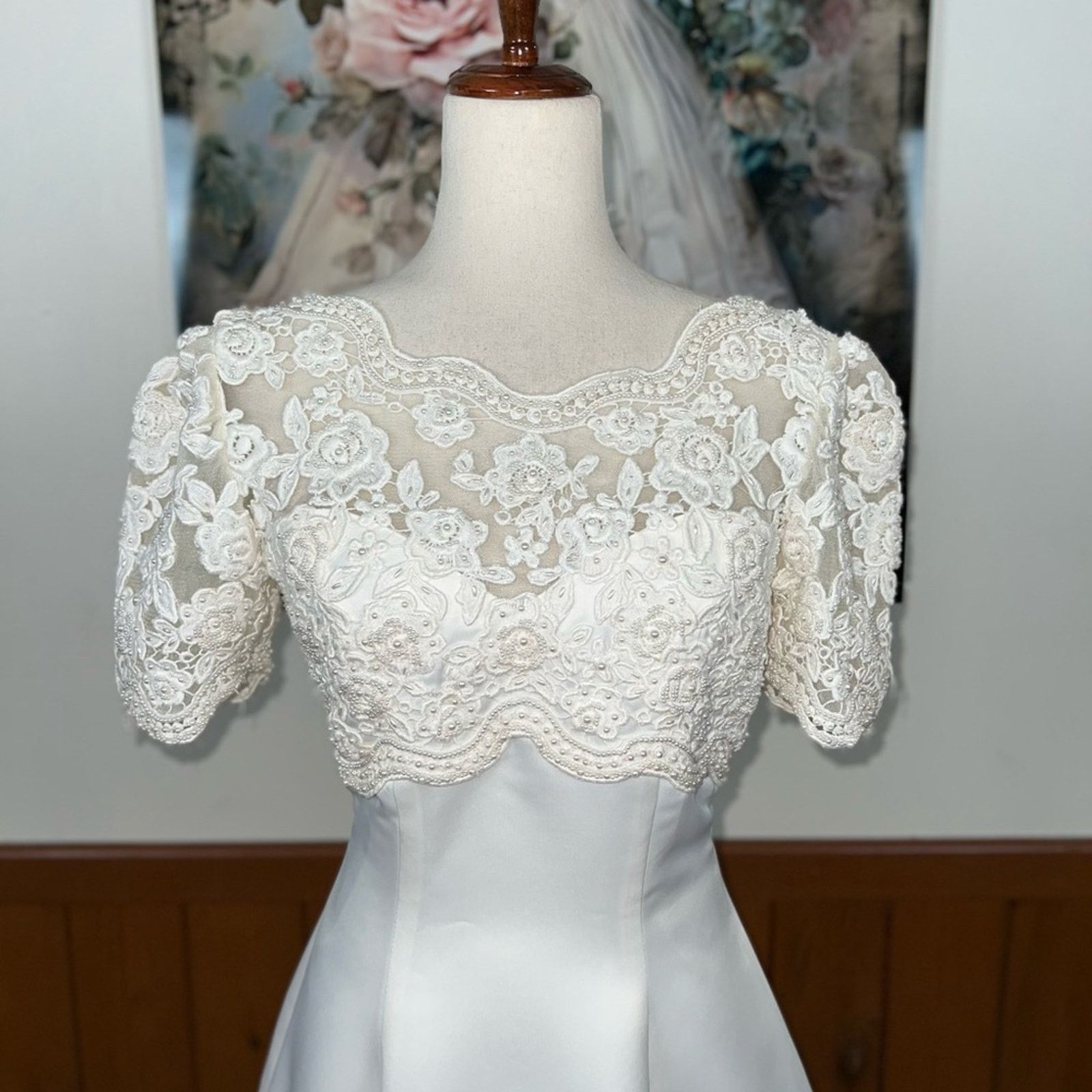 Beautiful Vintage 90s Bonny Bridal Empire Waist Wedding Gown