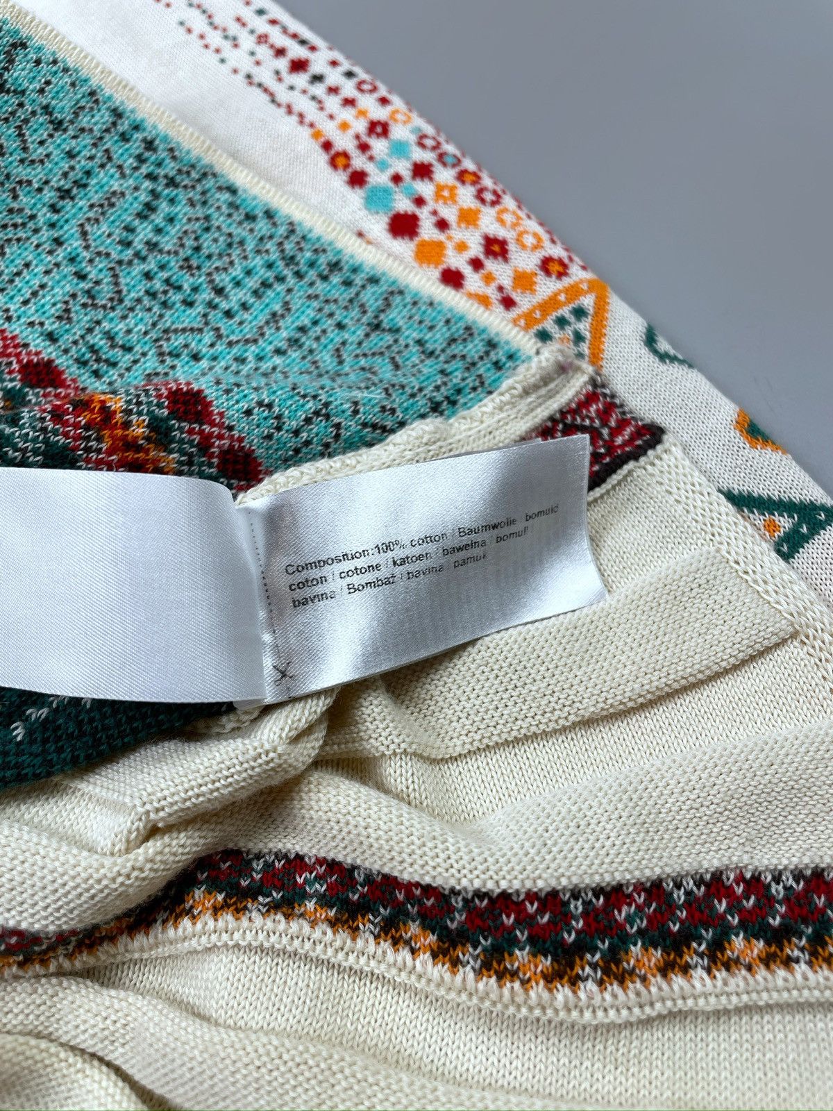 Designer IVKO Cotton Knit Multi Pattern V-Neck LS Jumper Size 36 Size S / US 4 / IT 40 - 12 Thumbnail