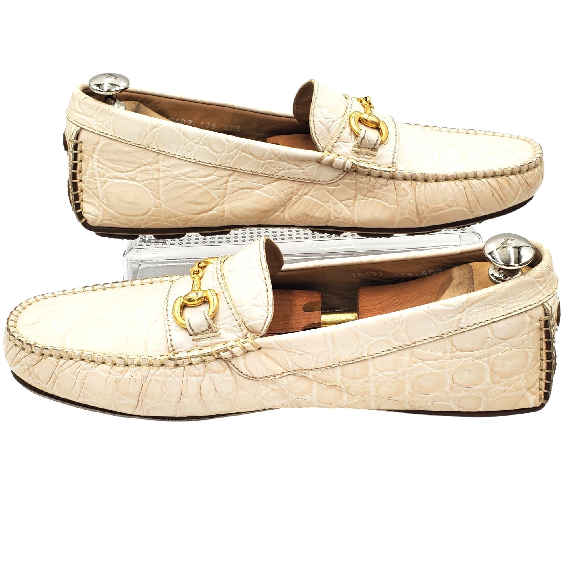 Aldo Brue Aldo Brue Men size 11 Beige Crocodile Embossed Leather Drivi Size US 11 / EU 44 - 9 Thumbnail