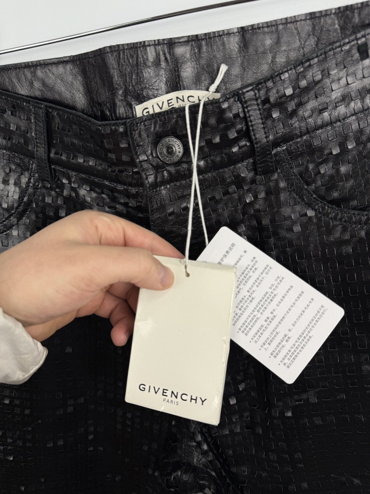 Givenchy ❗️NEW Givenchy Embossed Leather Pants Textured Square Pattern Size US 31 - 6 Thumbnail