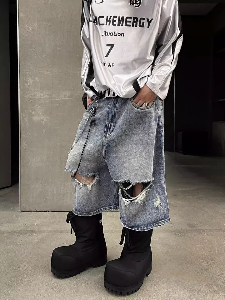 Japanese Brand × Jean Ripped Jorts Jeans Streetwear Size US 32 / EU 48 - 1 Thumbnail