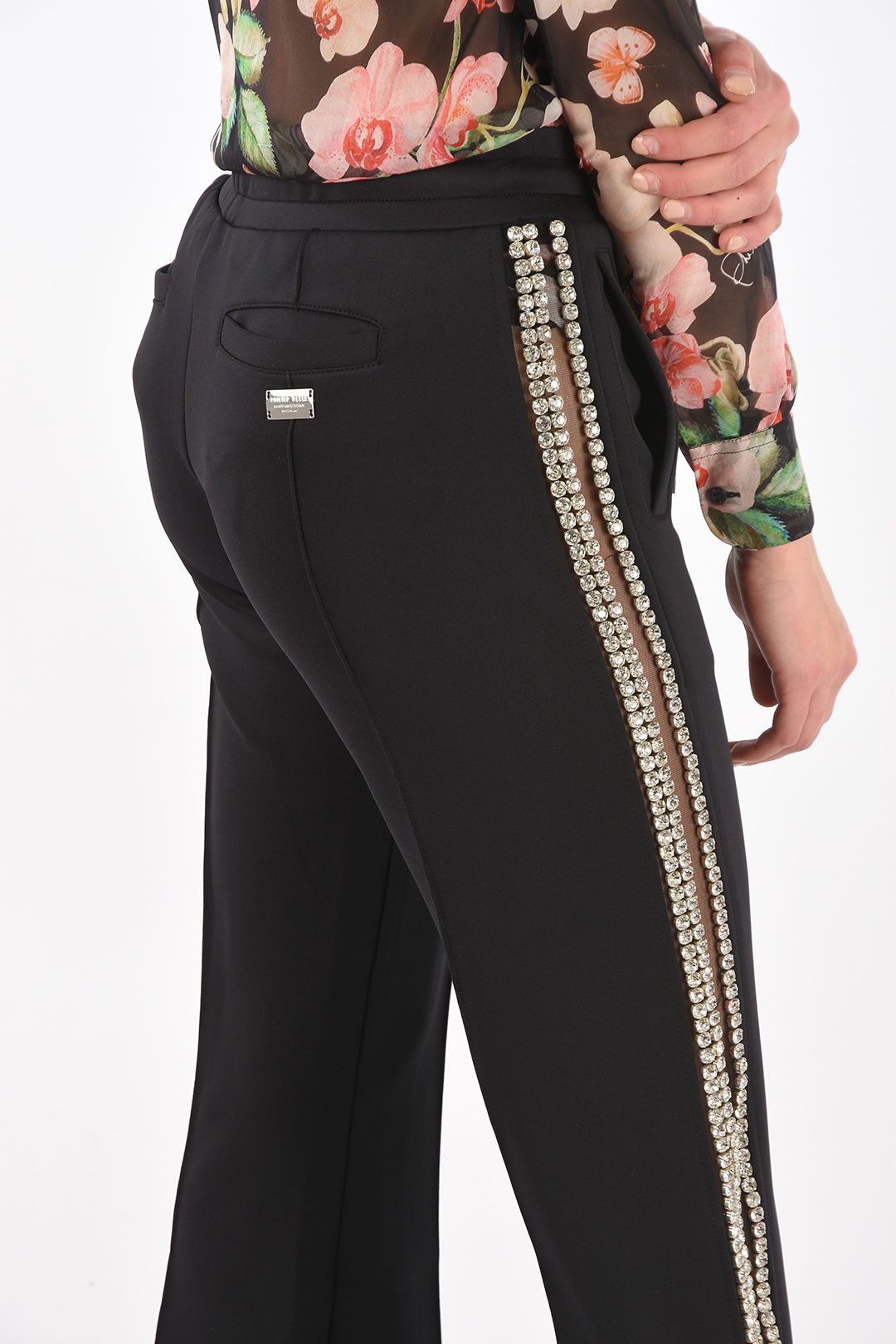Philipp Plein og1mm0824 Elastic Waistband Crystal Pants in Black Size 30" / US 8 / IT 44 - 3 Thumbnail