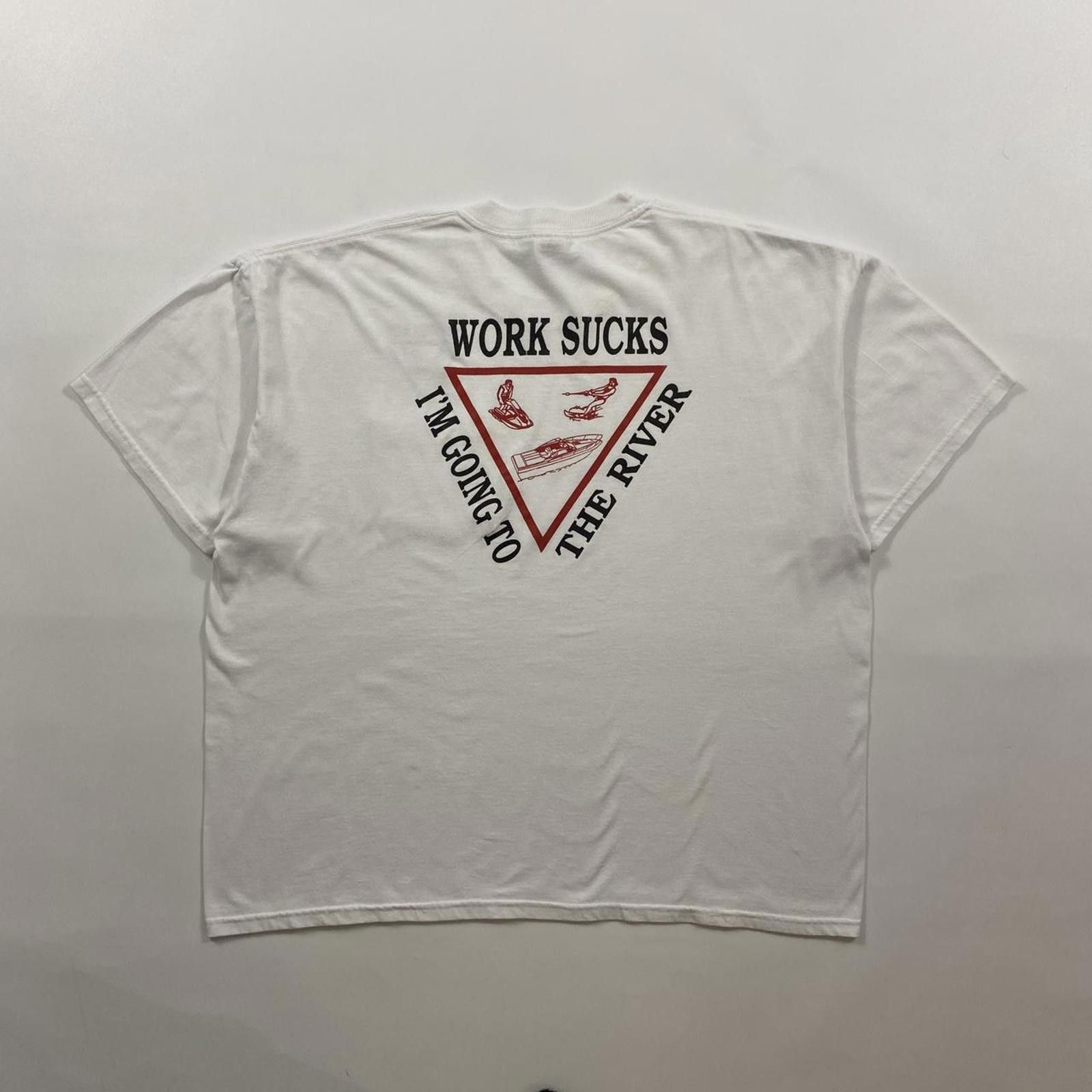 Vintage Y2K I’m Tired Of Work Late Go To The River Tee Size US XXL / EU 58 / 5 - 1 Thumbnail