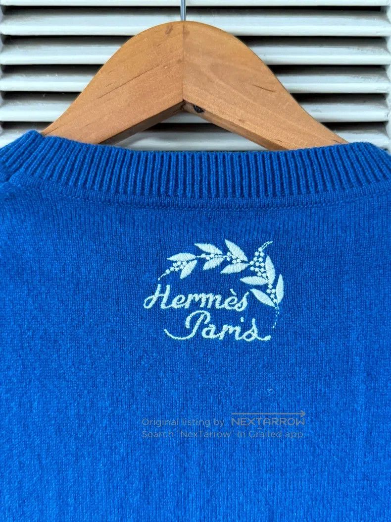 Hermes Hermes Cashmere sweater, blue, white, and yellow chain pat Size XS / US 0-2 / IT 36-38 - 5 Thumbnail