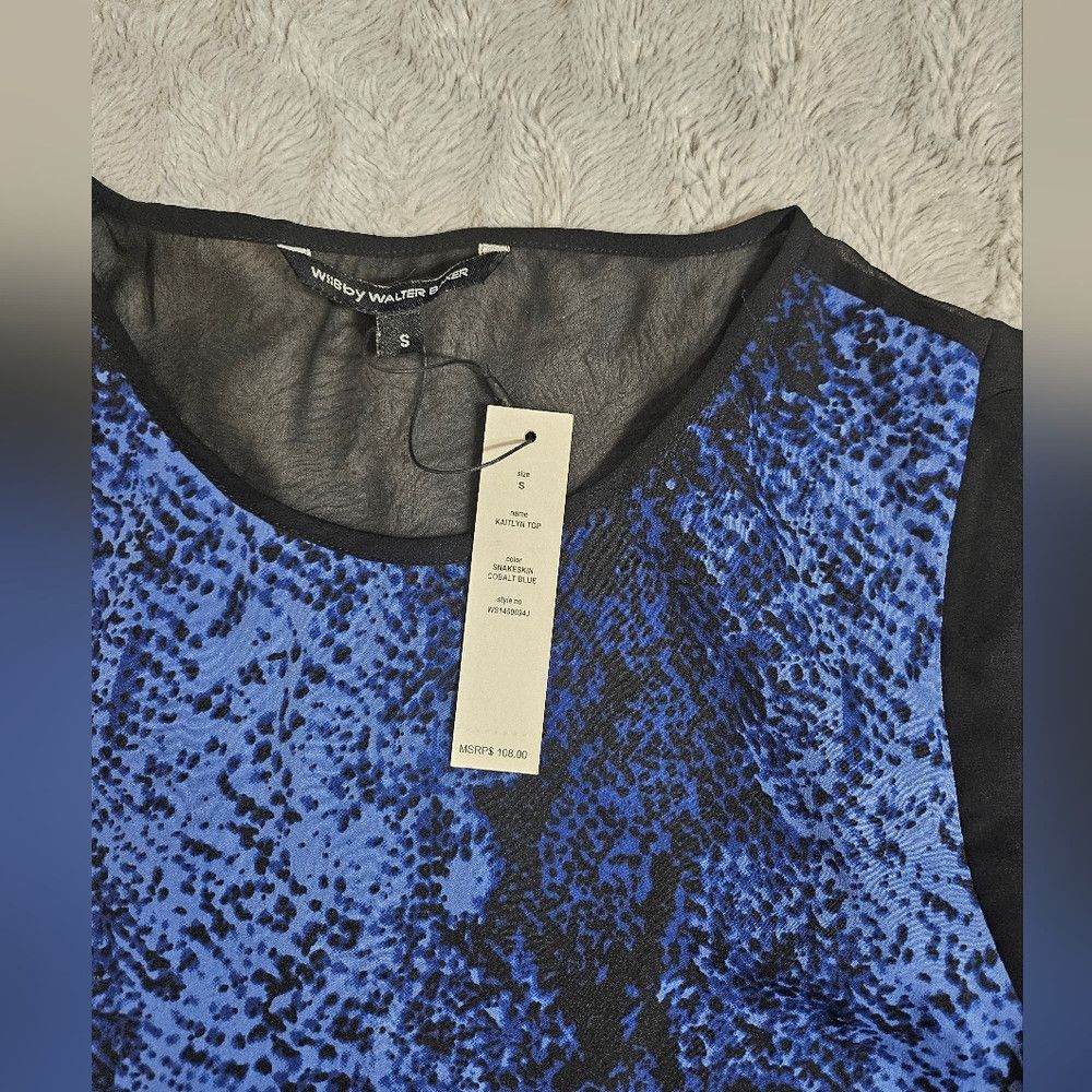 Walter Steiger NEW W118 Walter Baker Snake Print Blue Blouse Small Size S / US 4 / IT 40 - 3 Thumbnail