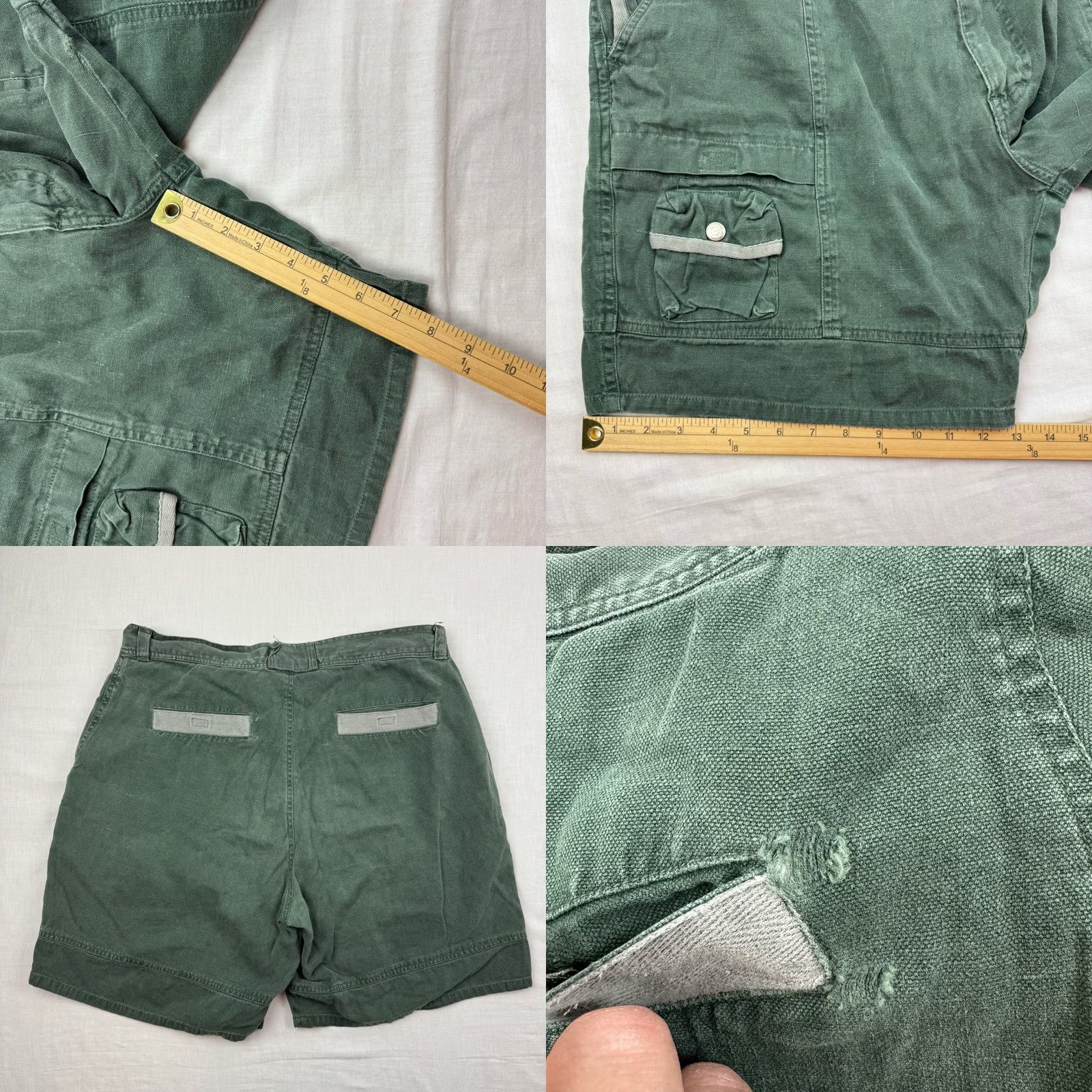 Bugle Boy VINTAGE Bugle Boy Safari Shorts Adult 38 Travel Hipster Pockets Y2K 90s Outdoor Cargo Green Ramie Cotton Mens 38 7in Inseam Size US 38 / EU 54 - 9 Thumbnail