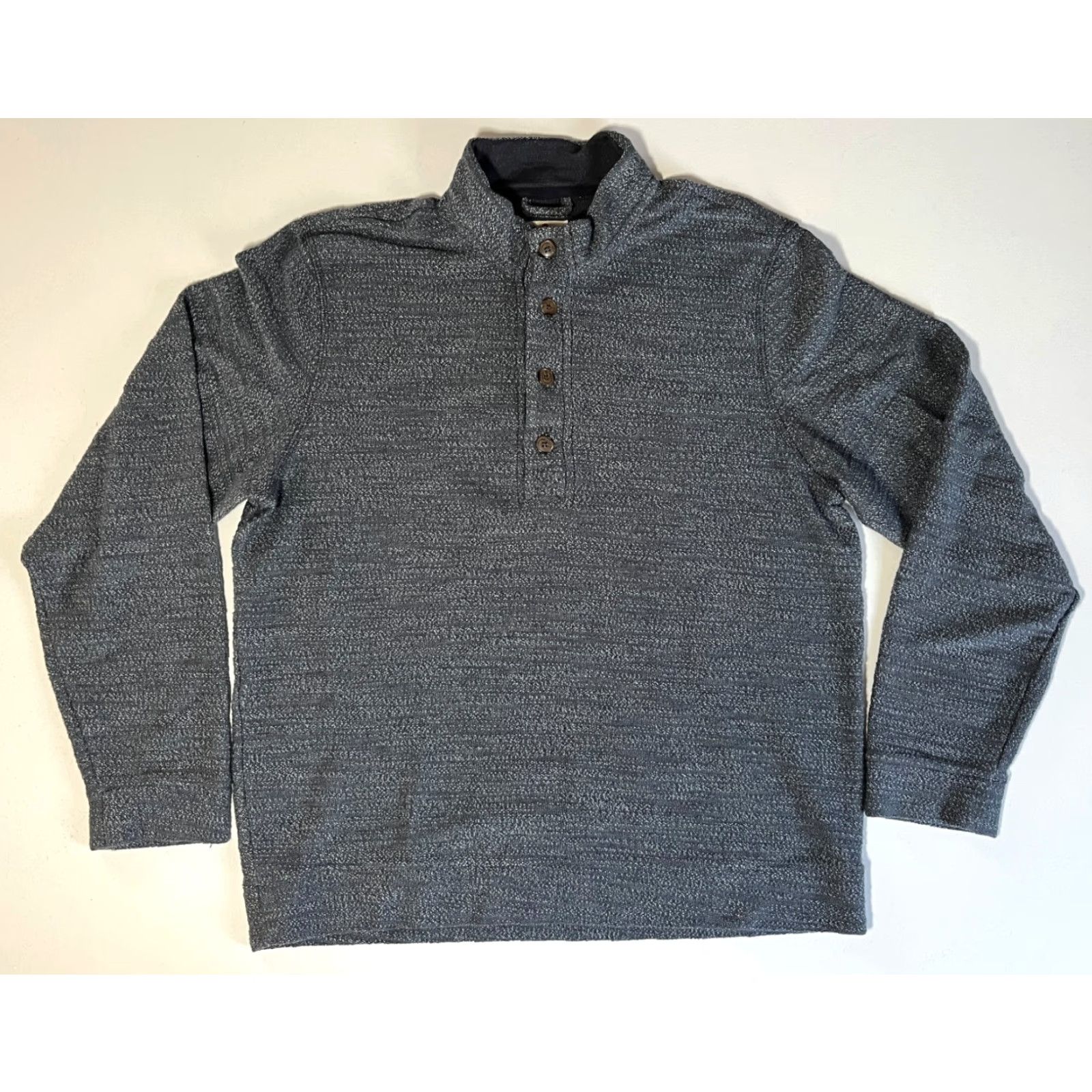 Marine Layer MARINE LAYER Men's Clayton Henley Sweatshirt XL Gray Organic Cotton Blend Knit Pullover Button Neckline All Seasons Size US XL / EU 56 / 4 - 5 Thumbnail