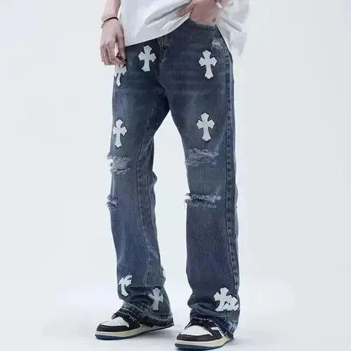Japanese Brand × Jean High street hip hop cross patch bootcut jeans Size US 32 / EU 48 - 1 Thumbnail