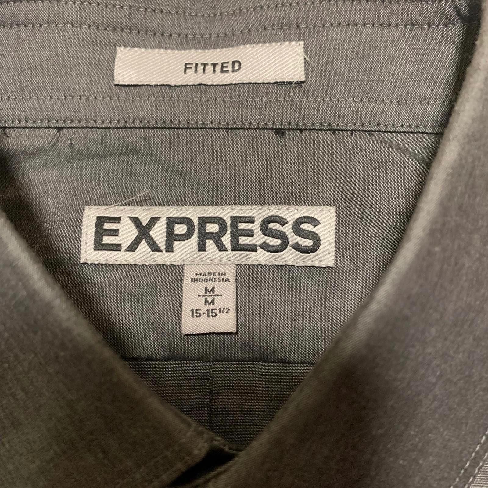 Express Express Men's M Long Sleeve Gray Western Shirt Size US M / EU 48-50 / 2 - 2 Thumbnail
