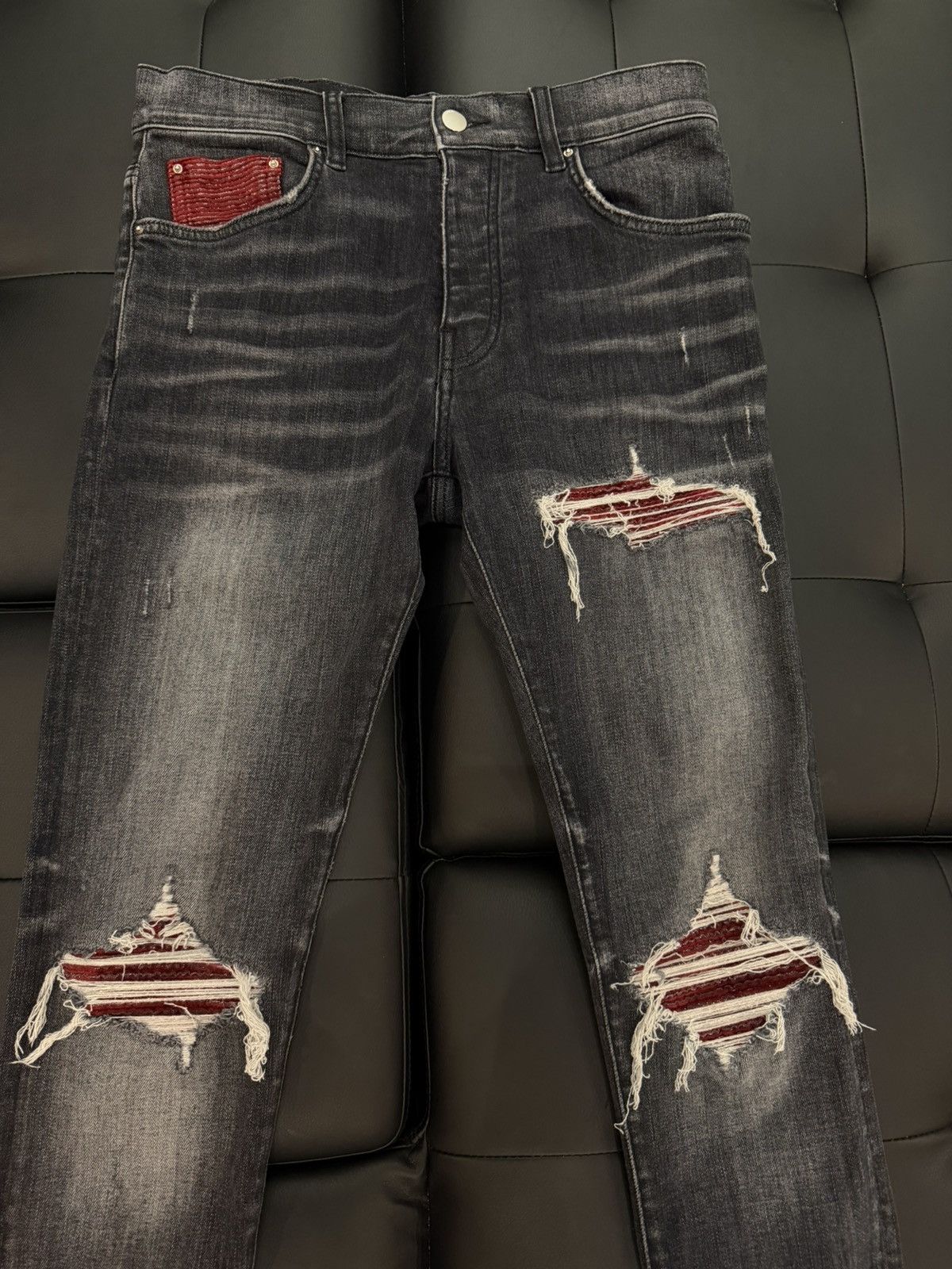 Size 29 - Amiri MX1 Red Patch Dark Black Denim