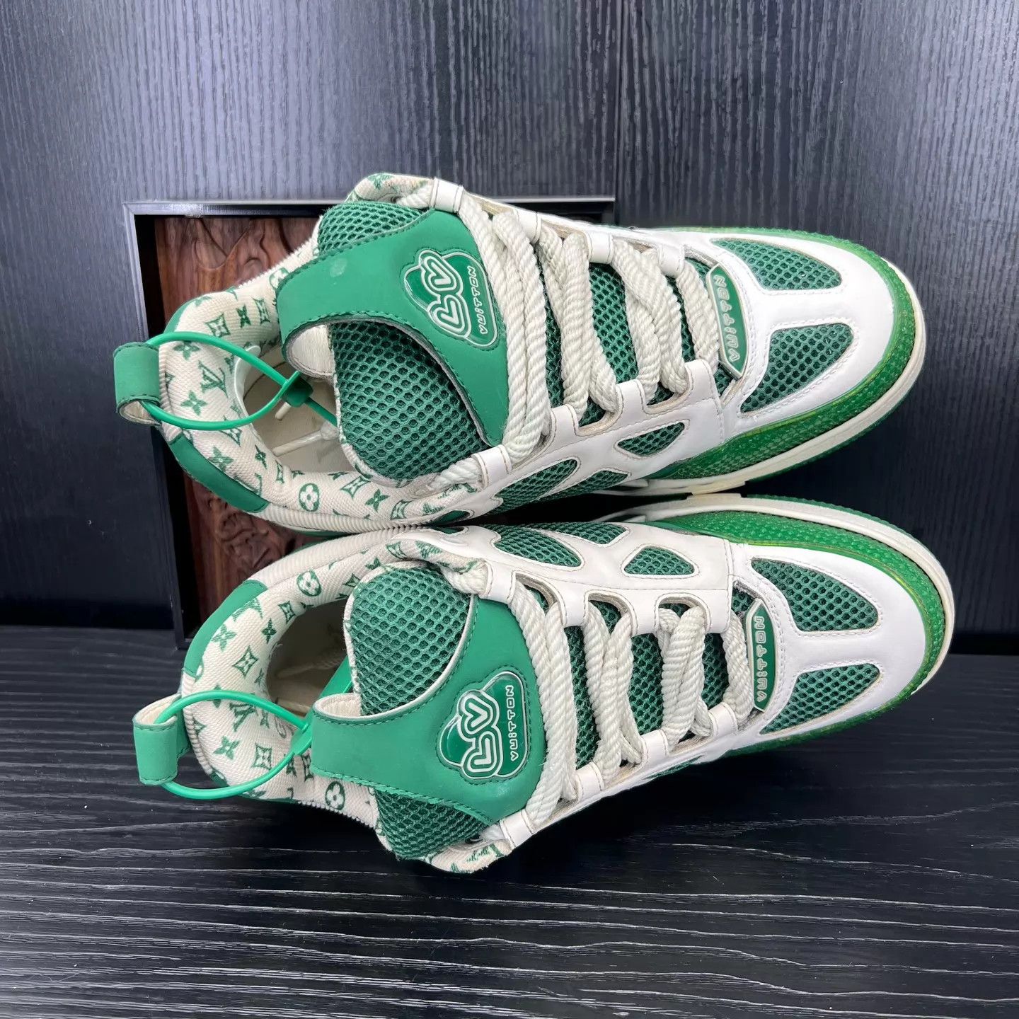 Louis Vuitton LV Skate White Green 6.5/40.5 Near New Minor Toe Repair Size US 7.5 / EU 40-41 - 3 Thumbnail