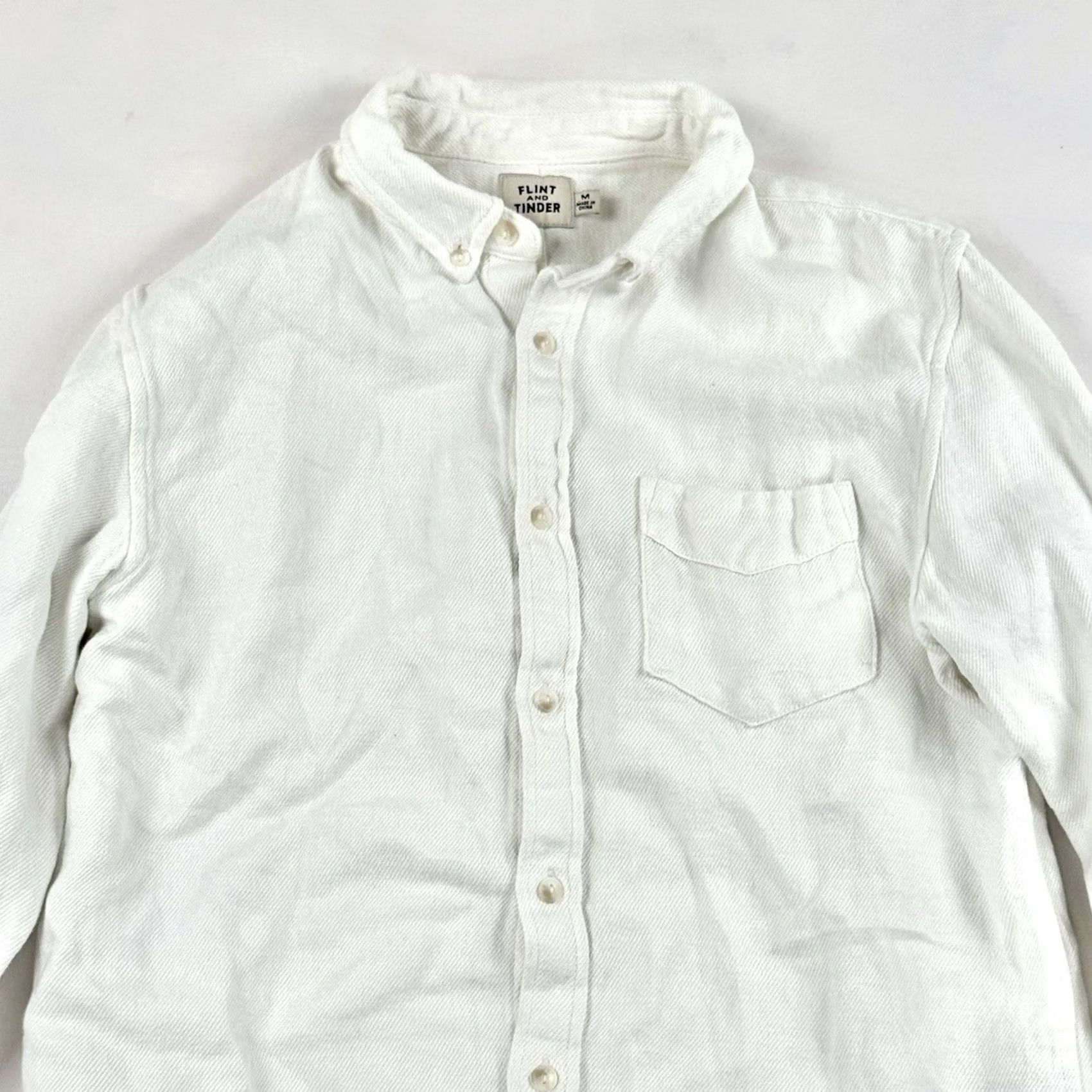 Flint And Tinder Flint And Tinder Shirt Mens Medium Button-Up White Hemp Cotton Long Sleeve Size US M / EU 48-50 / 2 - 2 Thumbnail