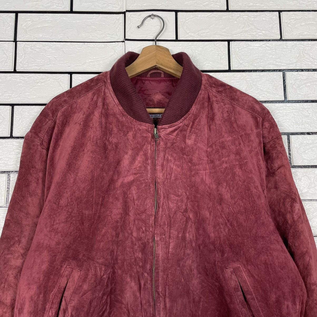 Other Artisanat Maroon Leather Bomber Jacket Size US M / EU 48-50 / 2 - 2 Thumbnail