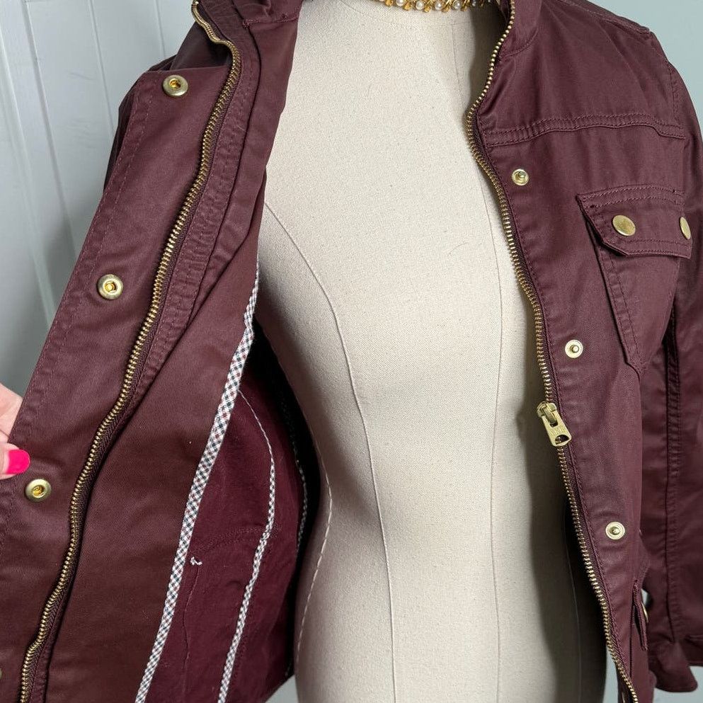 J.Crew J. Crew waxed cotton Downtown Field Jacket burgundy size XS Size XS / US 0-2 / IT 36-38 - 3 Thumbnail
