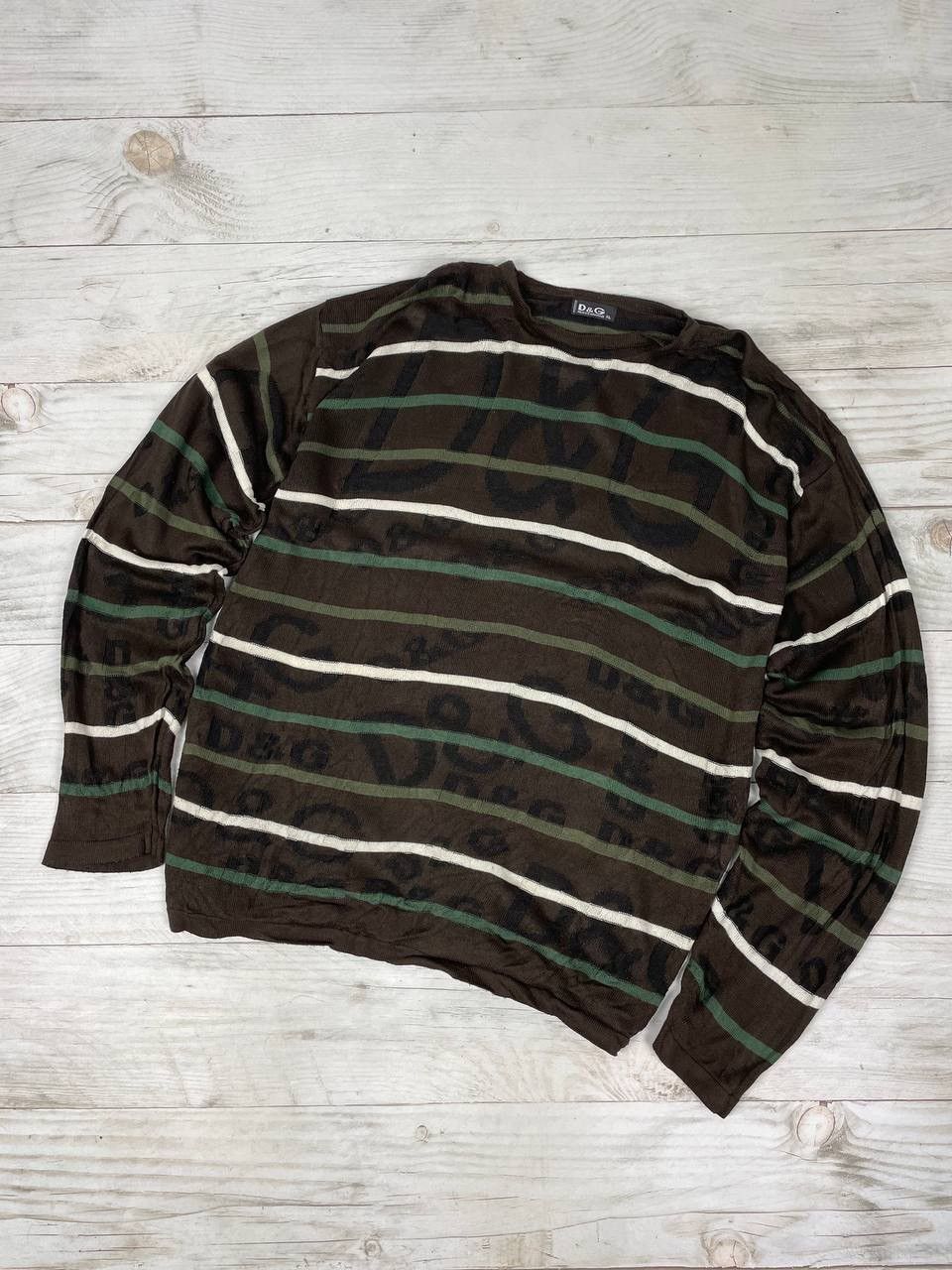 image of Vintage Dolce Gabbana Monogram Big Logo Sweater in Brown, Men's (Size XL)