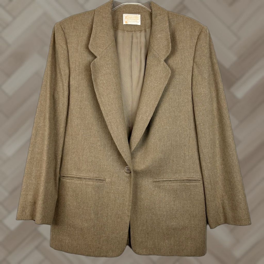 Pendleton VINTAGE Pendleton Blazer Womens 14 Beige Wool Single Button Flaws Read Size XL / US 12-14 / IT 48-50 - 1 Thumbnail
