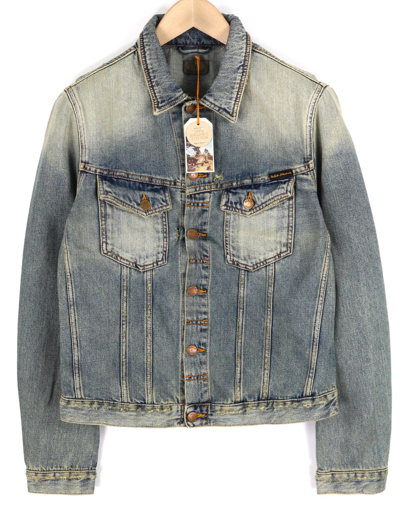 Nudie Jeans BILLY M Shimmering Indigo Washed Ripped Polo Jacket 82479 Size US M / EU 48-50 / 2 - 1 Thumbnail