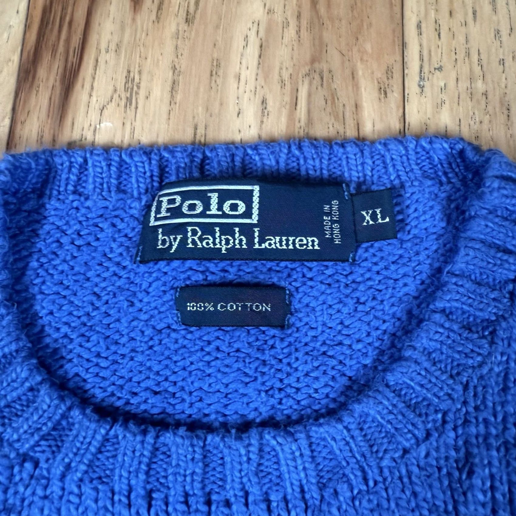 Polo Ralph Lauren VINTAGE Polo Ralph Lauren Sweater Mens XL Blue Crew Neck Cable Knit Cinched Waist Size US XL / EU 56 / 4 - 4 Thumbnail