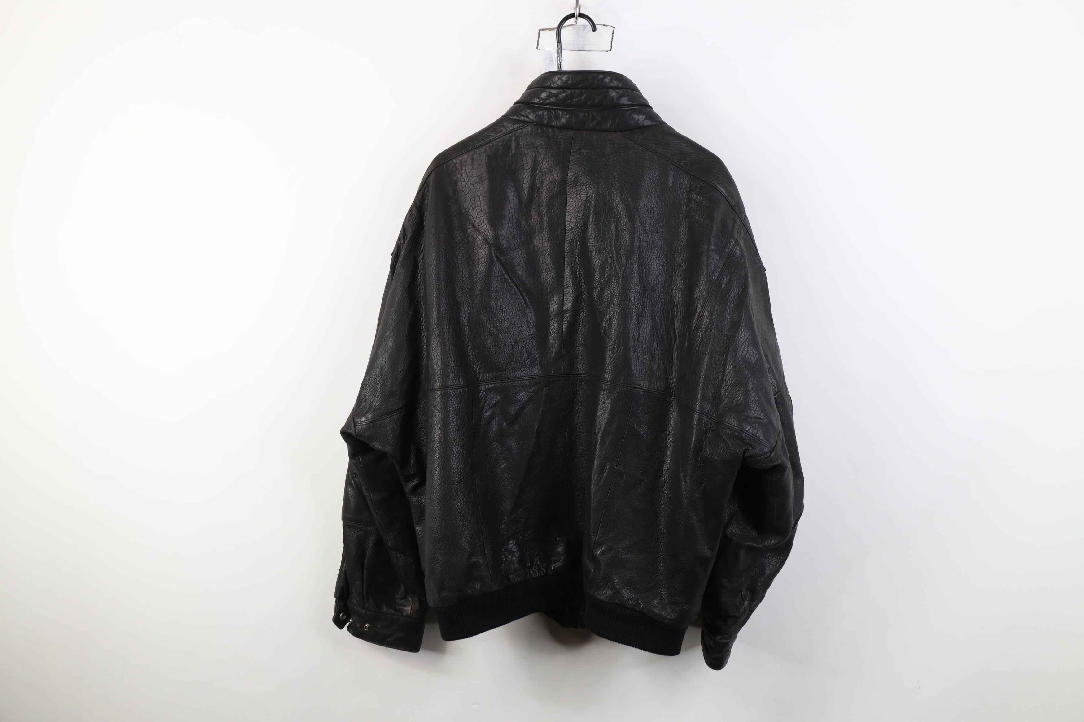 Vintage Vintage 90s Streetwear Quilted Leather Bomber Jacket Black Size US XXL / EU 58 / 5 - 14 Thumbnail