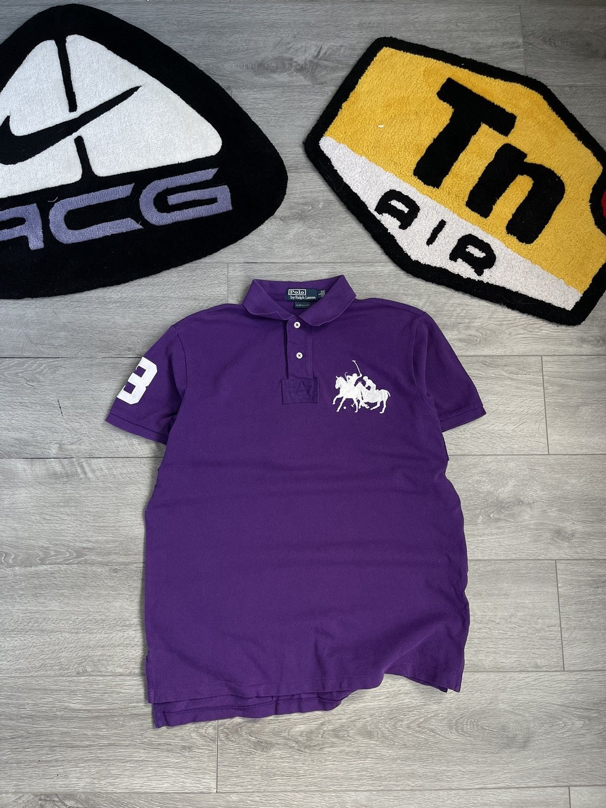 Pre-owned Polo Ralph Lauren X Vintage Violet Big Logo Polo Ralph Laurent Tee Y2k Style