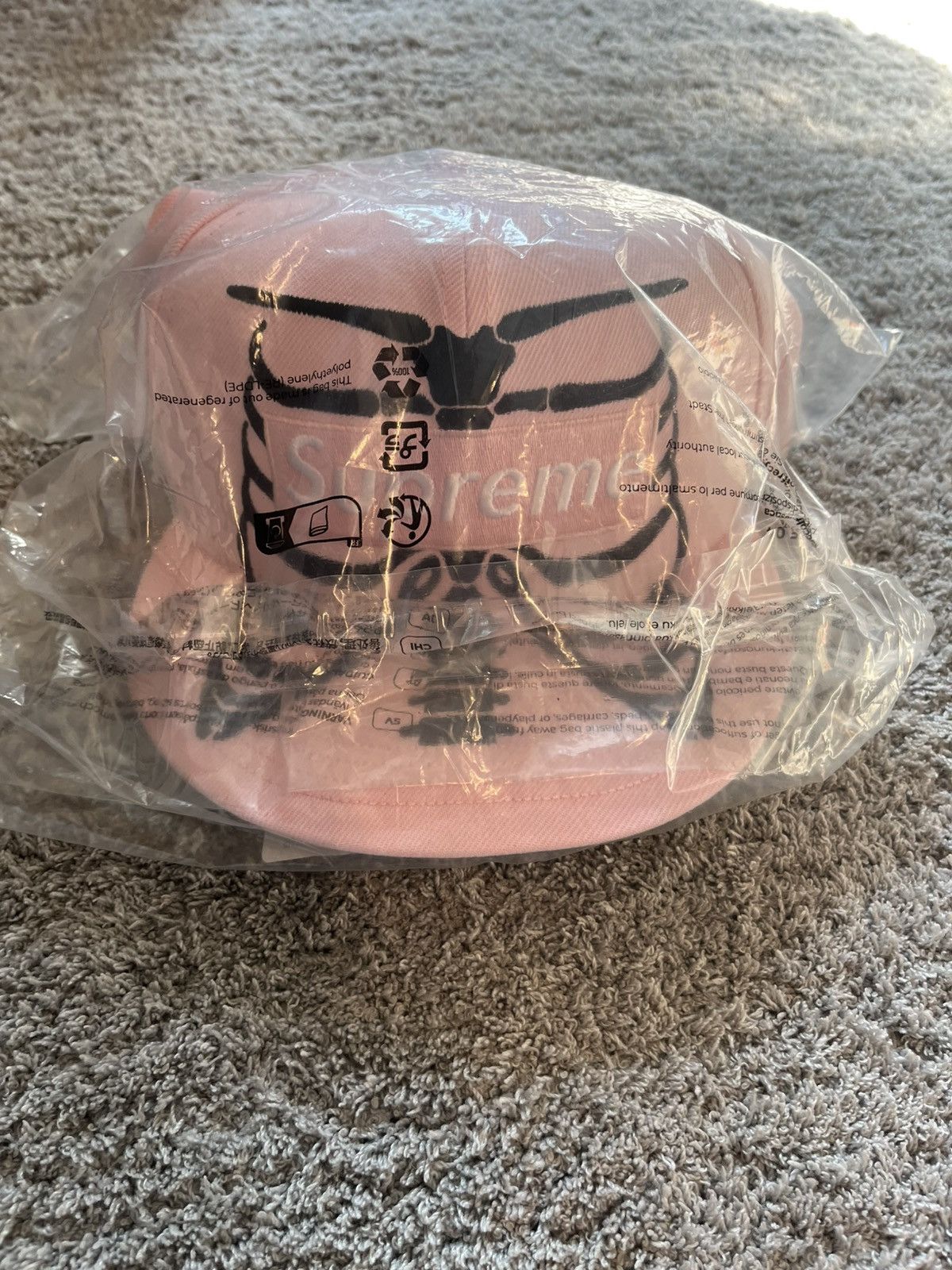 Supreme Supreme bones box logo new era hat pink | Grailed