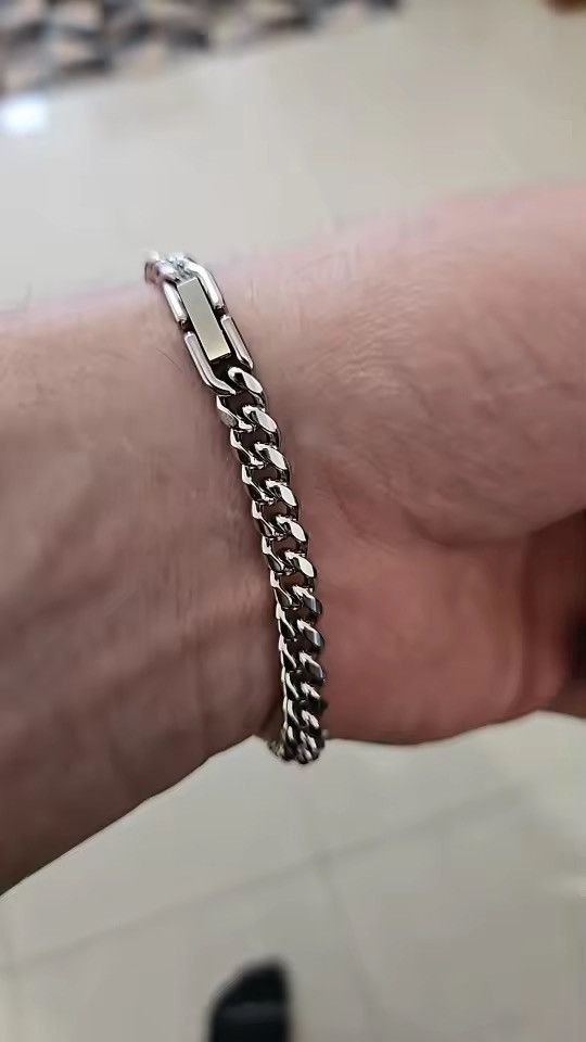 Jewelry 6 mm + 20 cm Cuban Chain Bracelets Size ONE SIZE - 2 Thumbnail