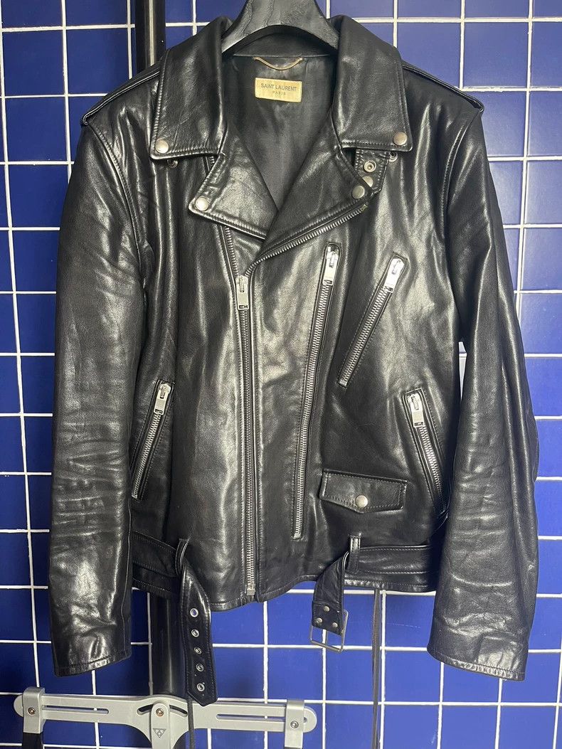 Saint Laurent Paris Saint Laurent Oiled Calf Leather Biker Jacket Size US XL / EU 56 / 4 - 1 Thumbnail