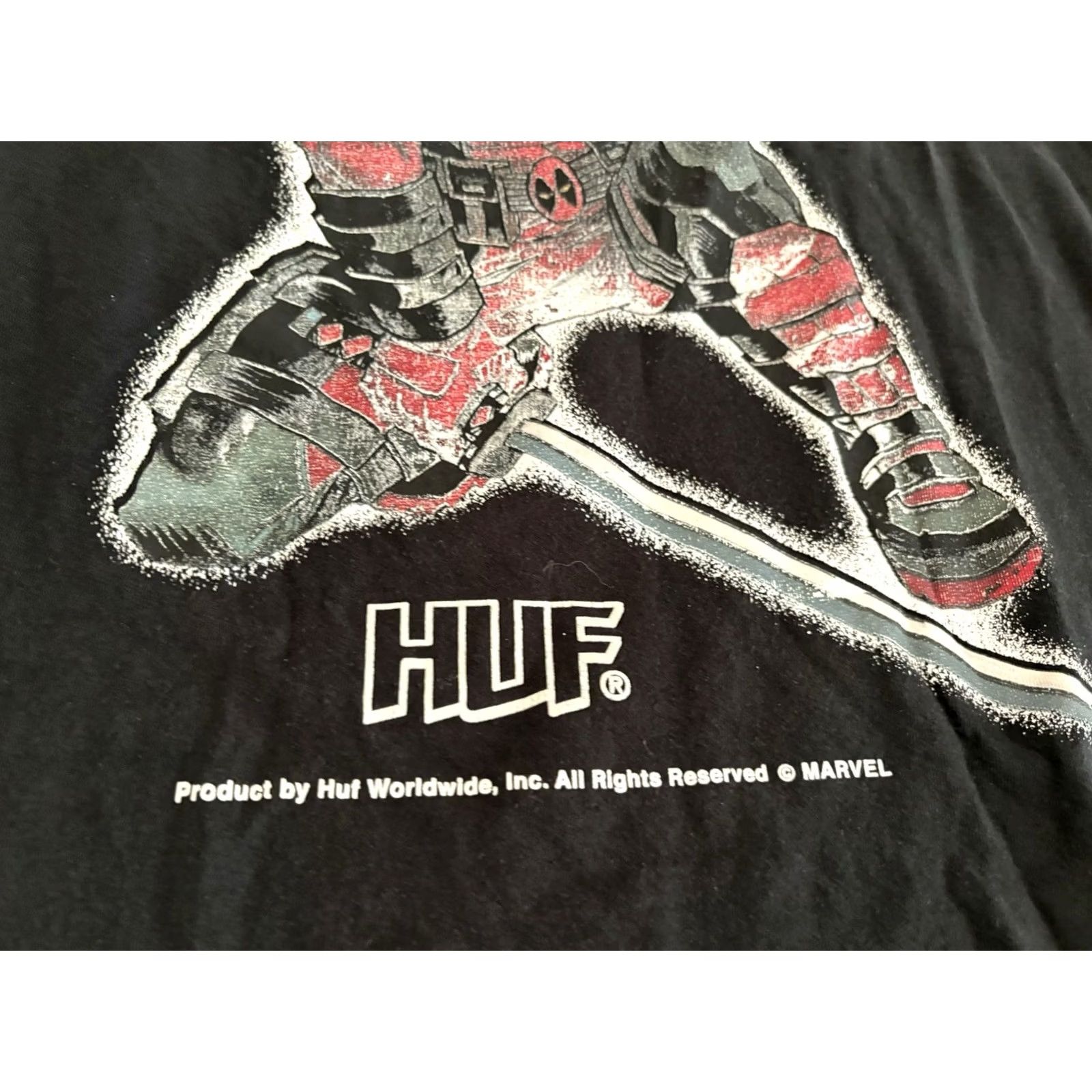 Vintage VINTAGE HUF x Marvel Deadpool T-Shirt Black Mens L Crew Neck Short Sleeve Cotton T-Shirt Super Hero Mens Size US L / EU 52-54 / 3 - 3 Thumbnail