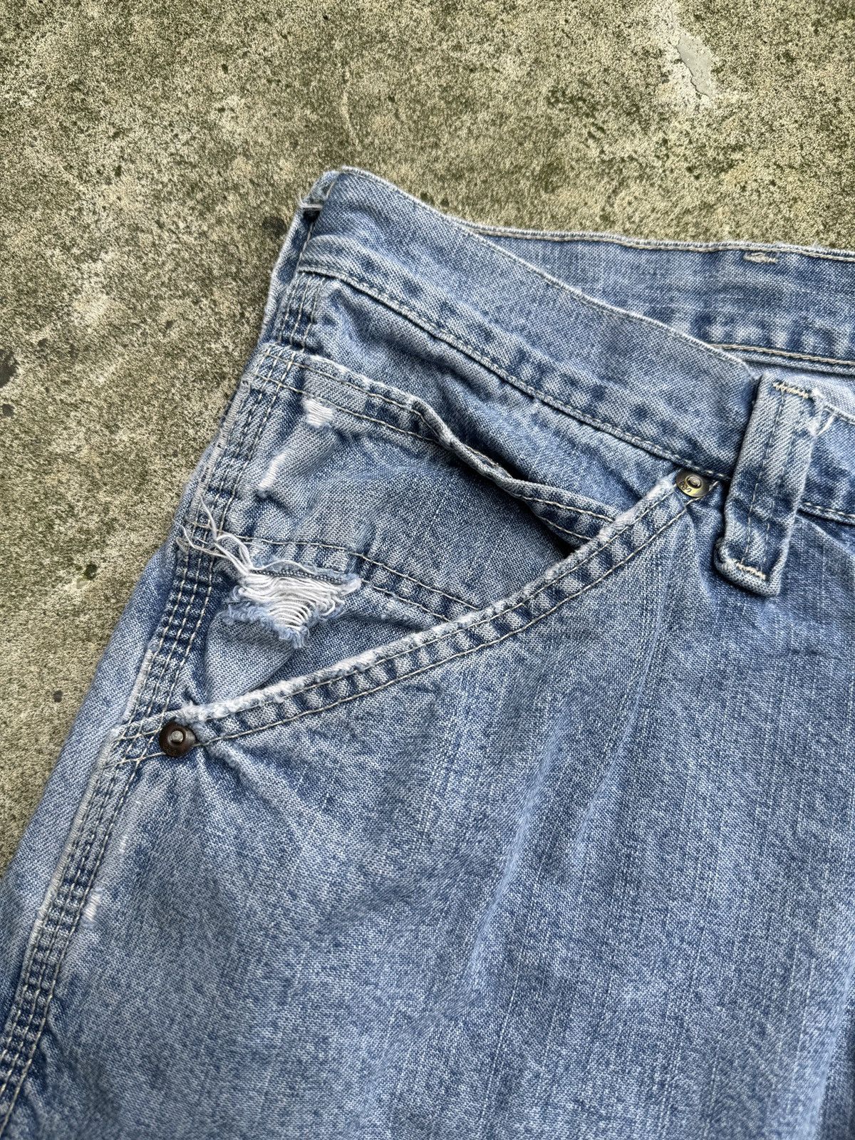 Vintage Faded Light Wash Lee Thrashed Carpenter Jeans ERD Grunge Size US 36 / EU 52 - 9 Thumbnail