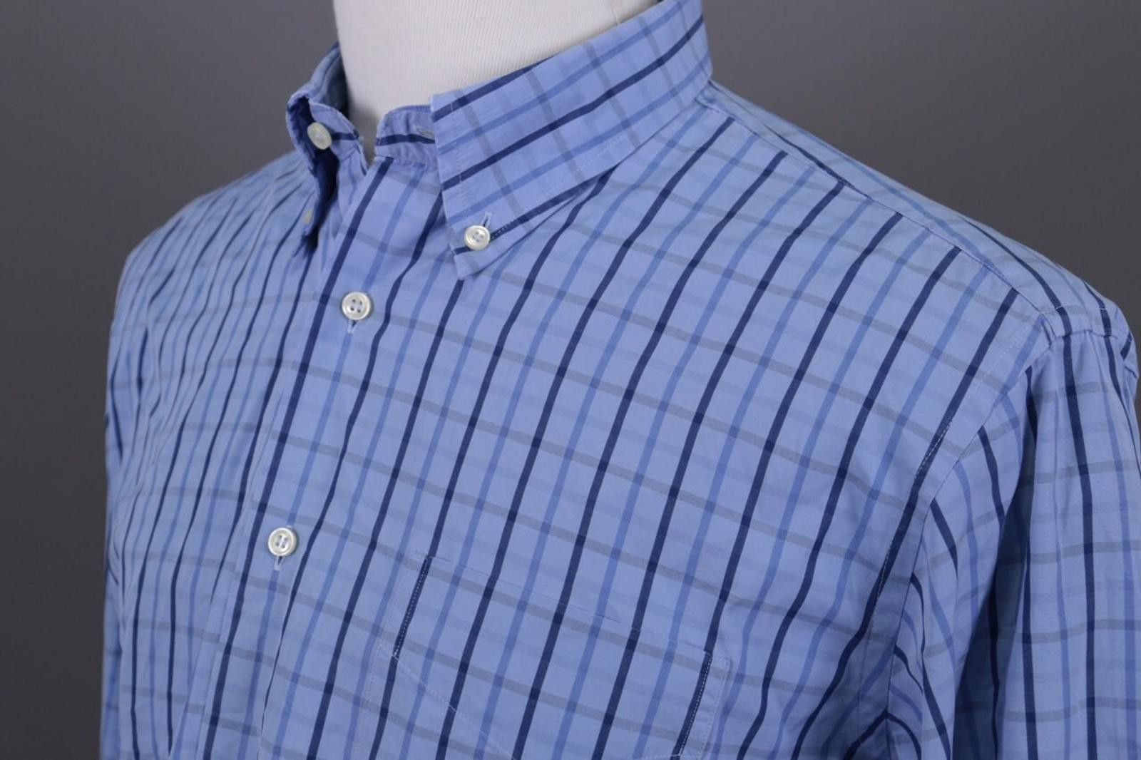 Designer Burberry London Blue Check Button Down Shirt Size L Size US L / EU 52-54 / 3 - 7 Thumbnail